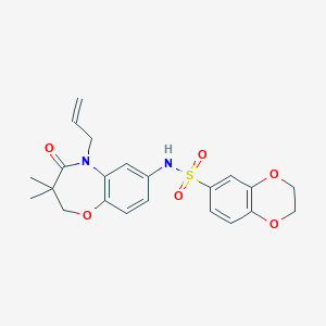 molecular formula C22H24N2O6S B2487185 N-(5-allyl-3,3-dimethyl-4-oxo-2,3,4,5-tetrahydrobenzo[b][1,4]oxazepin-7-yl)-2,3-dihydrobenzo[b][1,4]dioxine-6-sulfonamide CAS No. 921909-92-4