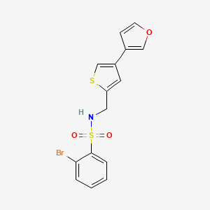 molecular formula C15H12BrNO3S2 B2487188 2-bromo-N-{[4-(furan-3-yl)thiophen-2-yl]methyl}benzene-1-sulfonamide CAS No. 2380068-66-4