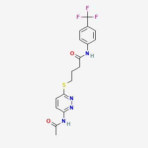 molecular formula C17H17F3N4O2S B2487200 4-((6-acetamidopyridazin-3-yl)thio)-N-(4-(trifluoromethyl)phenyl)butanamide CAS No. 1021253-40-6