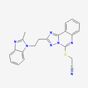 molecular formula C21H17N7S B2487231 {2-[2-(2-Methyl-1H-benzimidazol-1-yl)ethyl][1,2,4]triazolo[1,5-c]quinazolin-5-yl}thio)acetonitril CAS No. 896798-19-9