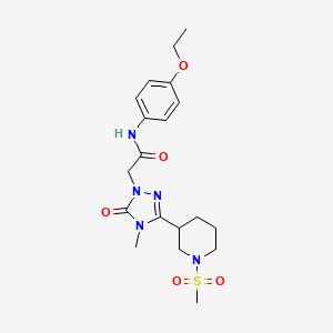 molecular formula C19H27N5O5S B2487234 N-(4-ethoxyphenyl)-2-(4-methyl-3-(1-(methylsulfonyl)piperidin-3-yl)-5-oxo-4,5-dihydro-1H-1,2,4-triazol-1-yl)acetamide CAS No. 1105249-87-3