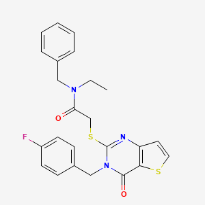 molecular formula C24H22FN3O2S2 B2487237 N-benzyl-N-ethyl-2-{[3-(4-fluorobenzyl)-4-oxo-3,4-dihydrothieno[3,2-d]pyrimidin-2-yl]sulfanyl}acetamide CAS No. 1252916-28-1