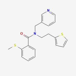 molecular formula C20H20N2OS2 B2487245 2-(methylthio)-N-(pyridin-3-ylmethyl)-N-(2-(thiophen-2-yl)ethyl)benzamide CAS No. 1396866-55-9