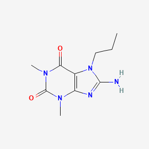 molecular formula C10H15N5O2 B2487247 8-amino-1,3-dimethyl-7-propyl-1H-purine-2,6(3H,7H)-dione CAS No. 135574-31-1