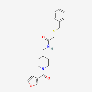 molecular formula C20H24N2O3S B2487259 2-(benzylthio)-N-((1-(furan-3-carbonyl)piperidin-4-yl)methyl)acetamide CAS No. 1396801-80-1