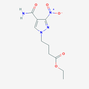 molecular formula C10H14N4O5 B2487278 乙酸-4-(4-羰胺基-3-硝基-1H-吡唑-1-基)丁酸酯 CAS No. 1855890-12-8