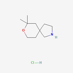 molecular formula C10H20ClNO B2487279 7,7-二甲基-8-氧杂-2-氮杂螺[4.5]癸烷;盐酸盐 CAS No. 2470440-76-5