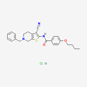 N-(6-benzyl-3-cyano-4,5,6,7-tetrahydrothieno[2,3-c]pyridin-2-yl)-4-butoxybenzamide hydrochloride