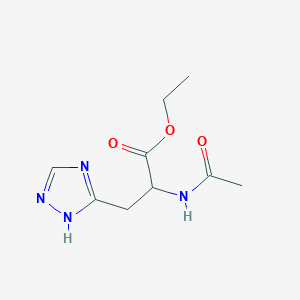 molecular formula C9H14N4O3 B2487283 Ethyl 2-acetamido-3-(1H-1,2,4-triazol-5-yl)propanoate CAS No. 2377032-13-6