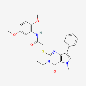 molecular formula C26H28N4O4S B2487286 N-(2,5-二甲氧基苯基)-2-((3-异丙基-5-甲基-4-氧代-7-苯基-4,5-二氢嘧啶-2-基)硫)乙酰胺 CAS No. 1111997-74-0