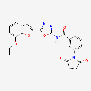 molecular formula C23H18N4O6 B2487296 3-(2,5-二氧代吡咯烷-1-基)-N-(5-(7-乙氧苯并呋喃-2-基)-1,3,4-噁二唑-2-基)苯甲酰胺 CAS No. 922042-79-3