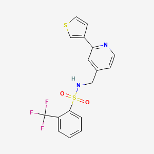molecular formula C17H13F3N2O2S2 B2487301 N-((2-(噻吩-3-基)吡啶-4-基)甲基)-2-(三氟甲基)苯磺酰胺 CAS No. 2034433-15-1