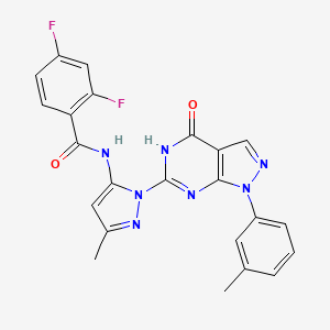 2,4-difluoro-N-(3-methyl-1-(4-oxo-1-(m-tolyl)-4,5-dihydro-1H-pyrazolo[3,4-d]pyrimidin-6-yl)-1H-pyrazol-5-yl)benzamide
