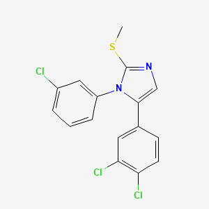 molecular formula C16H11Cl3N2S B2487331 1-(3-chlorophenyl)-5-(3,4-dichlorophenyl)-2-(methylthio)-1H-imidazole CAS No. 1207000-23-4