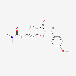 molecular formula C20H19NO5 B2487339 (Z)-2-(4-methoxybenzylidene)-7-methyl-3-oxo-2,3-dihydrobenzofuran-6-yl dimethylcarbamate CAS No. 899408-96-9