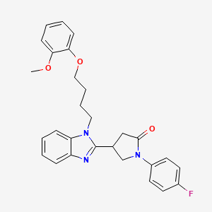 molecular formula C28H28FN3O3 B2487353 1-(4-fluorophenyl)-4-{1-[4-(2-methoxyphenoxy)butyl]-1H-benzimidazol-2-yl}pyrrolidin-2-one CAS No. 883652-63-9