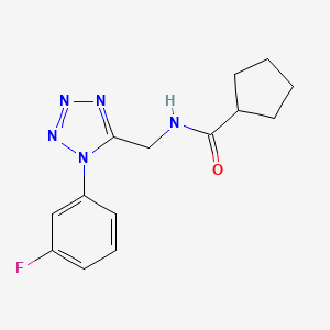molecular formula C14H16FN5O B2487366 N-((1-(3-氟苯基)-1H-四唑-5-基)甲基)环戊基甲酰胺 CAS No. 920463-91-8