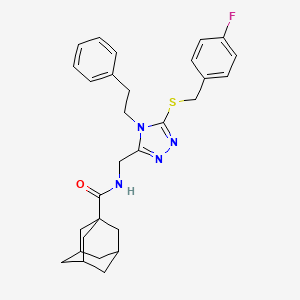 molecular formula C29H33FN4OS B2487370 (1S,3s)-N-((5-((4-fluorobenzyl)thio)-4-phenethyl-4H-1,2,4-triazol-3-yl)methyl)adamantane-1-carboxamide CAS No. 477304-13-5