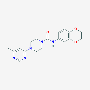 molecular formula C18H21N5O3 B2487374 N-(2,3-dihydrobenzo[b][1,4]dioxin-6-yl)-4-(6-methylpyrimidin-4-yl)piperazine-1-carboxamide CAS No. 1396564-70-7