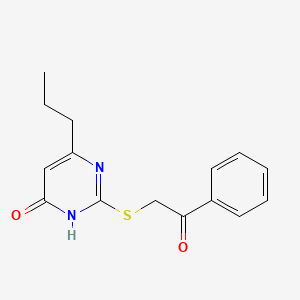 molecular formula C15H16N2O2S B2487375 2-((2-oxo-2-phenylethyl)thio)-6-propylpyrimidin-4(3H)-one CAS No. 353266-34-9