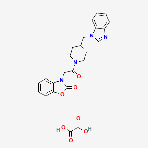 molecular formula C24H24N4O7 B2487382 3-(2-(4-((1H-benzo[d]imidazol-1-yl)methyl)piperidin-1-yl)-2-oxoethyl)benzo[d]oxazol-2(3H)-one oxalate CAS No. 1351612-44-6