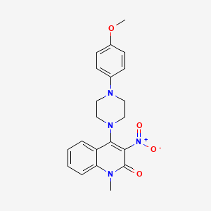 molecular formula C21H22N4O4 B2487388 4-(4-(4-methoxyphenyl)piperazin-1-yl)-1-methyl-3-nitroquinolin-2(1H)-one CAS No. 874463-49-7