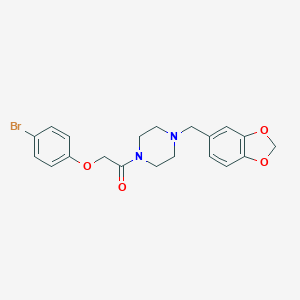 molecular formula C20H21BrN2O4 B248739 1-[4-(1,3-Benzodioxol-5-ylmethyl)piperazin-1-yl]-2-(4-bromophenoxy)ethanone 