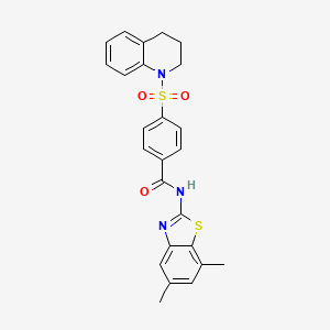 molecular formula C25H23N3O3S2 B2487392 4-((3,4-dihydroquinolin-1(2H)-yl)sulfonyl)-N-(5,7-dimethylbenzo[d]thiazol-2-yl)benzamide CAS No. 896676-73-6
