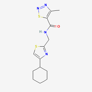 molecular formula C14H18N4OS2 B2487393 N-((4-环己基噻唑-2-基)甲基)-4-甲基-1,2,3-噻二唑-5-基甲酰胺 CAS No. 2034541-38-1