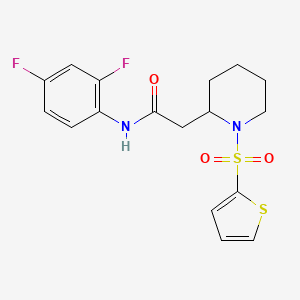 molecular formula C17H18F2N2O3S2 B2487402 N-(2,4-difluorophenyl)-2-(1-(thiophen-2-ylsulfonyl)piperidin-2-yl)acetamide CAS No. 1105222-57-8