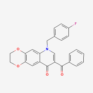 molecular formula C25H18FNO4 B2487405 8-benzoyl-6-[(4-fluorophenyl)methyl]-2H,3H,6H,9H-[1,4]dioxino[2,3-g]quinolin-9-one CAS No. 866341-26-6