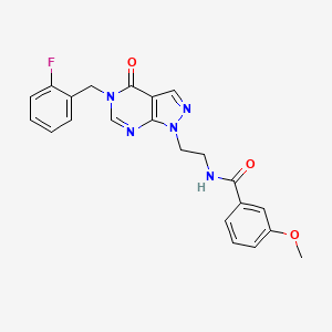 molecular formula C22H20FN5O3 B2487413 N-(2-(5-(2-氟苯甲基)-4-氧代-4,5-二氢-1H-吡唑并[3,4-d]嘧啶-1-基)乙基)-3-甲氧基苯甲酰胺 CAS No. 922082-46-0