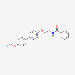 molecular formula C21H20IN3O3 B2487415 N-(2-((6-(4-ethoxyphenyl)pyridazin-3-yl)oxy)ethyl)-2-iodobenzamide CAS No. 920250-06-2