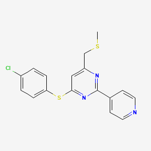 4-((4-Chlorophenyl)sulfanyl)-6-((methylsulfanyl)methyl)-2-(4-pyridinyl)pyrimidine