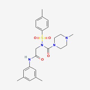 molecular formula C23H30N4O4S B2487422 N-(2-((3,5-dimethylphenyl)amino)-2-oxoethyl)-4-methyl-N-tosylpiperazine-1-carboxamide CAS No. 899744-64-0