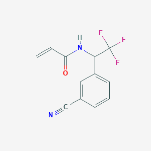 molecular formula C12H9F3N2O B2487426 N-[1-(3-Cyanophenyl)-2,2,2-trifluoroethyl]prop-2-enamide CAS No. 2411235-09-9