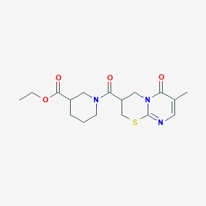 molecular formula C17H23N3O4S B2487431 Ethyl 1-(7-methyl-6-oxo-2,3,4,6-tetrahydropyrimido[2,1-b][1,3]thiazine-3-carbonyl)piperidine-3-carboxylate CAS No. 1396858-63-1