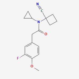 molecular formula C17H19FN2O2 B2487445 N-(1-Cyanocyclobutyl)-N-cyclopropyl-2-(3-fluoro-4-methoxyphenyl)acetamide CAS No. 1949068-80-7