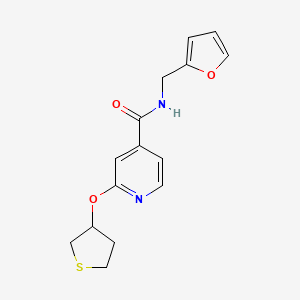 molecular formula C15H16N2O3S B2487455 N-(呋喃-2-基甲基)-2-((四氢噻吩-3-基)氧基)异烟酰胺 CAS No. 2034239-09-1