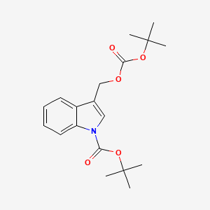 molecular formula C19H25NO5 B2487464 Tert-butyl 3-((tert-butoxycarbonyloxy)methyl)-1H-indole-1-carboxylate CAS No. 2089652-17-3