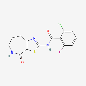 molecular formula C14H11ClFN3O2S B2487466 2-chloro-6-fluoro-N-(4-oxo-5,6,7,8-tetrahydro-4H-thiazolo[5,4-c]azepin-2-yl)benzamide CAS No. 1797565-69-5