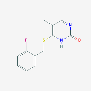 molecular formula C12H11FN2OS B2487468 4-((2-fluorobenzyl)thio)-5-methylpyrimidin-2(1H)-one CAS No. 898421-60-8