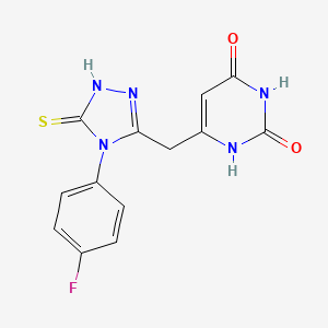 molecular formula C13H10FN5O2S B2487469 6-((4-(4-フルオロフェニル)-5-メルカプト-4H-1,2,4-トリアゾール-3-イル)メチル)ピリミジン-2,4(1H,3H)-ジオン CAS No. 872696-19-0