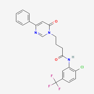molecular formula C21H17ClF3N3O2 B2487476 N-(2-chloro-5-(trifluoromethyl)phenyl)-4-(6-oxo-4-phenylpyrimidin-1(6H)-yl)butanamide CAS No. 1226435-93-3