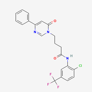 molecular formula C21H17ClF3N3O2 B2487476 N-(2-氯-5-(三氟甲基)苯基)-4-(6-氧代-4-苯基嘧啶-1(6H)-基)丁酰胺 CAS No. 1226435-93-3