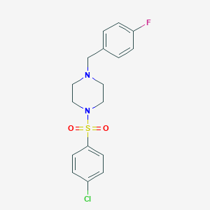 molecular formula C17H18ClFN2O2S B248749 1-[(4-Chlorophenyl)sulfonyl]-4-(4-fluorobenzyl)piperazine 