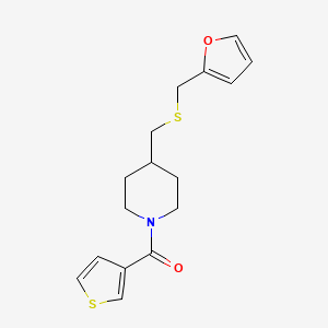 (4-(((Furan-2-ylmethyl)thio)methyl)piperidin-1-yl)(thiophen-3-yl)methanone