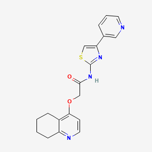 molecular formula C19H18N4O2S B2487500 N-(4-(pyridin-3-yl)thiazol-2-yl)-2-((5,6,7,8-tetrahydroquinolin-4-yl)oxy)acetamide CAS No. 1798672-78-2