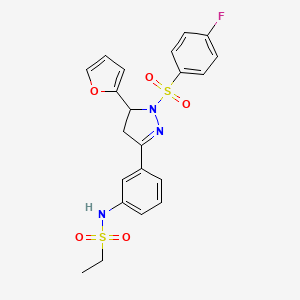N-(3-(1-((4-fluorophenyl)sulfonyl)-5-(furan-2-yl)-4,5-dihydro-1H-pyrazol-3-yl)phenyl)ethanesulfonamide