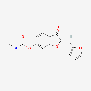 molecular formula C16H13NO5 B2487504 (Z)-2-(呋喃-2-基甲亚基)-3-氧代-2,3-二氢苯并呋喃-6-基二甲基碳酸酯 CAS No. 622793-58-2